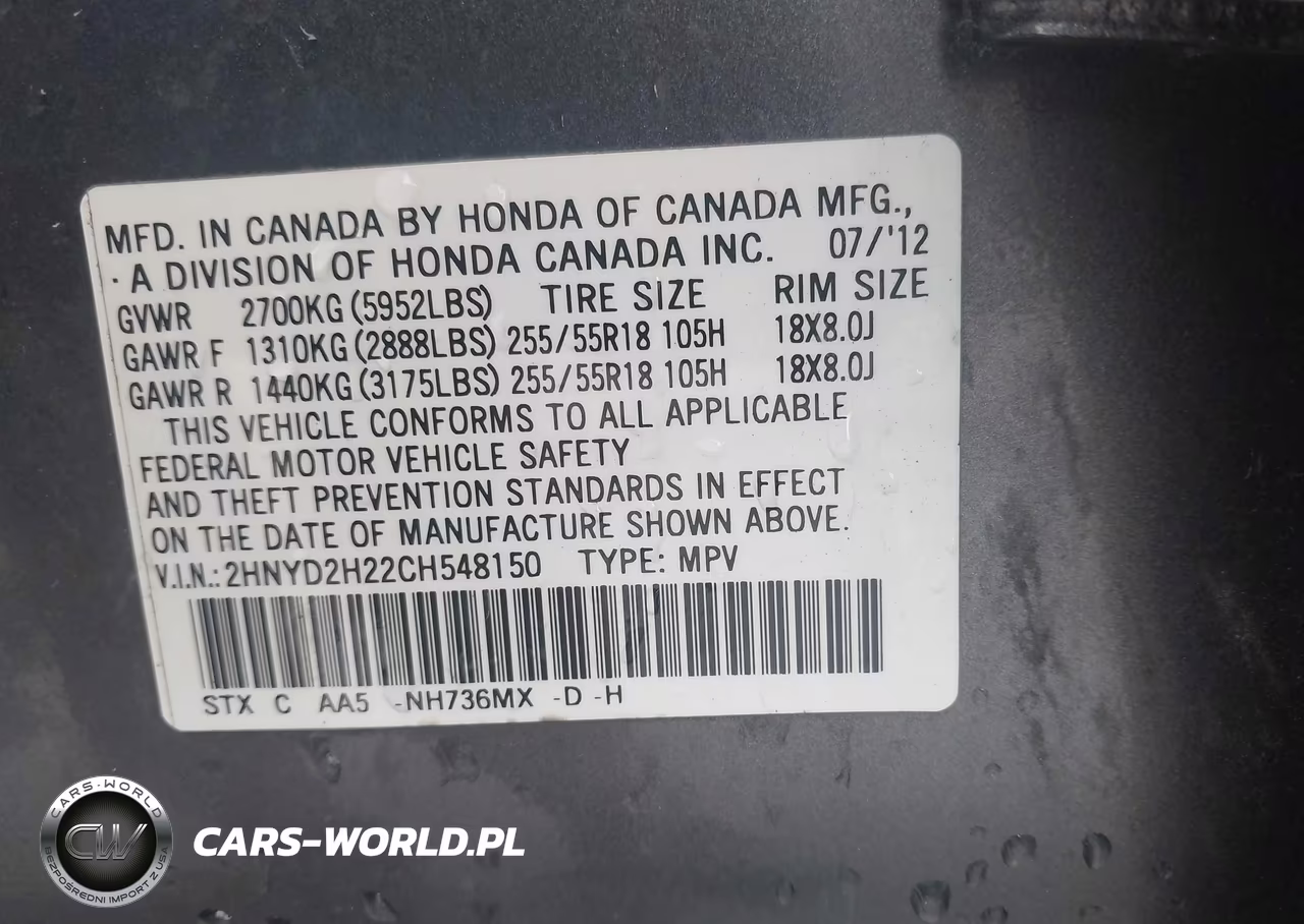 2012 Acura Mdx VIN:2HNYD2H22CH548150 - 9