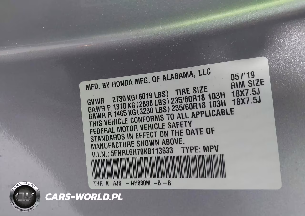 2019 Honda Odyssey Ex-L VIN:5FNRL6H70KB113633 - 9