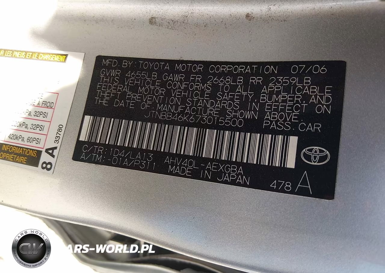 2007 Toyota Camry Hybrid VIN:JTNBB46K673015500 - 9