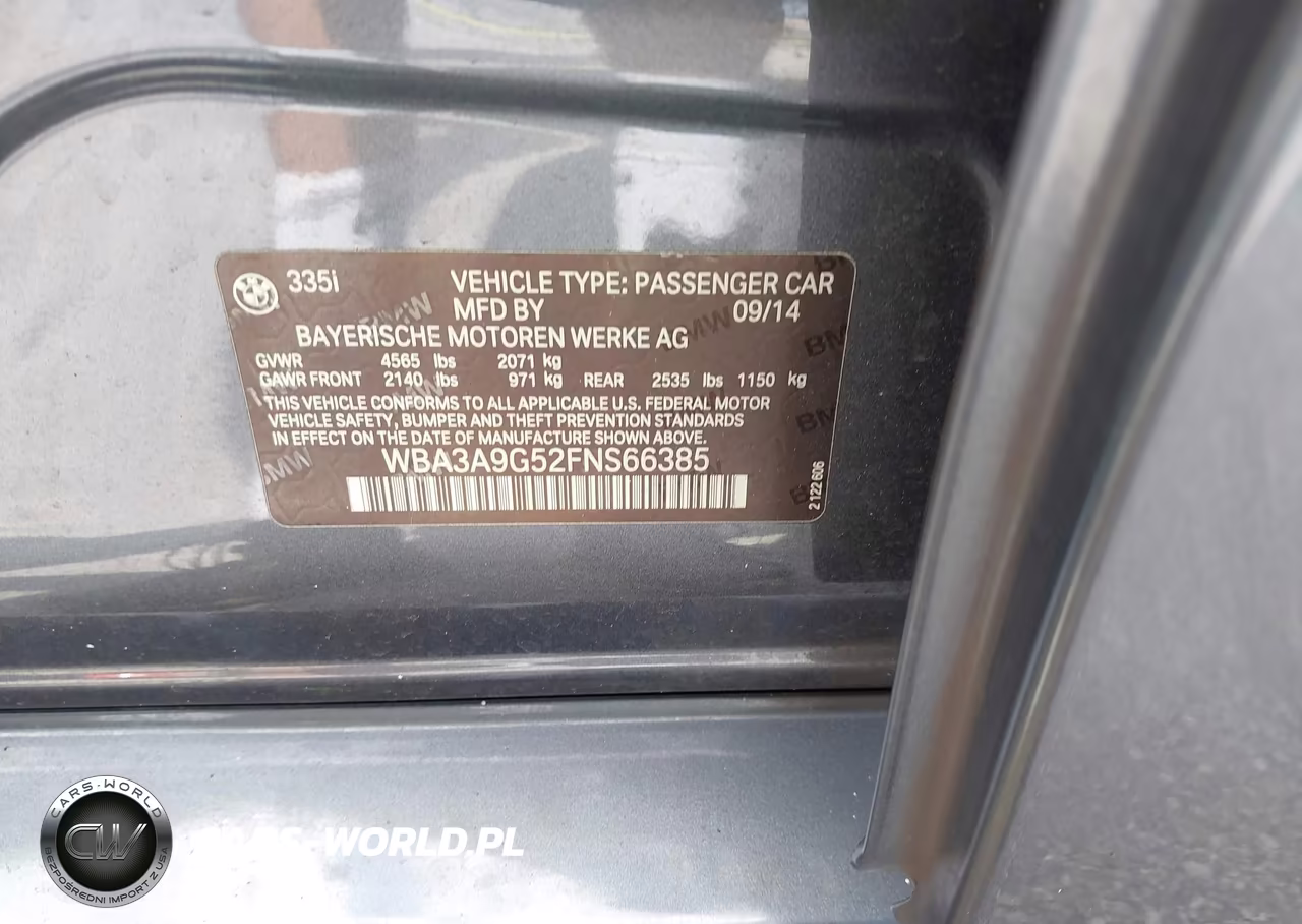 2015 BMW 335I VIN:WBA3A9G52FNS66385 - 9