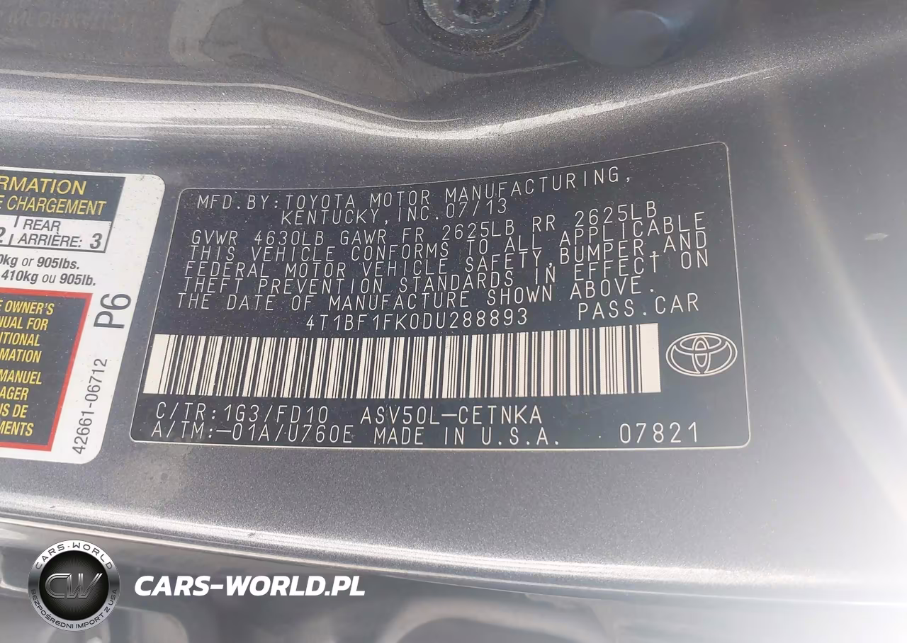 2013 Toyota Camry Le VIN:4T1BF1FK0DU288893 - 9