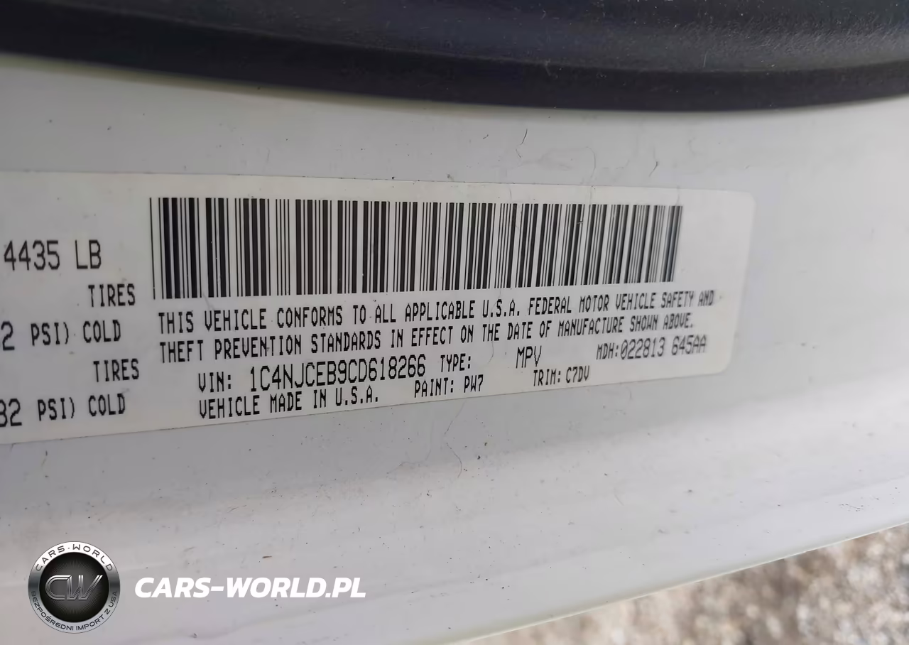 2012 Jeep Compass Latitude VIN:1C4NJCEB9CD618266 - 9