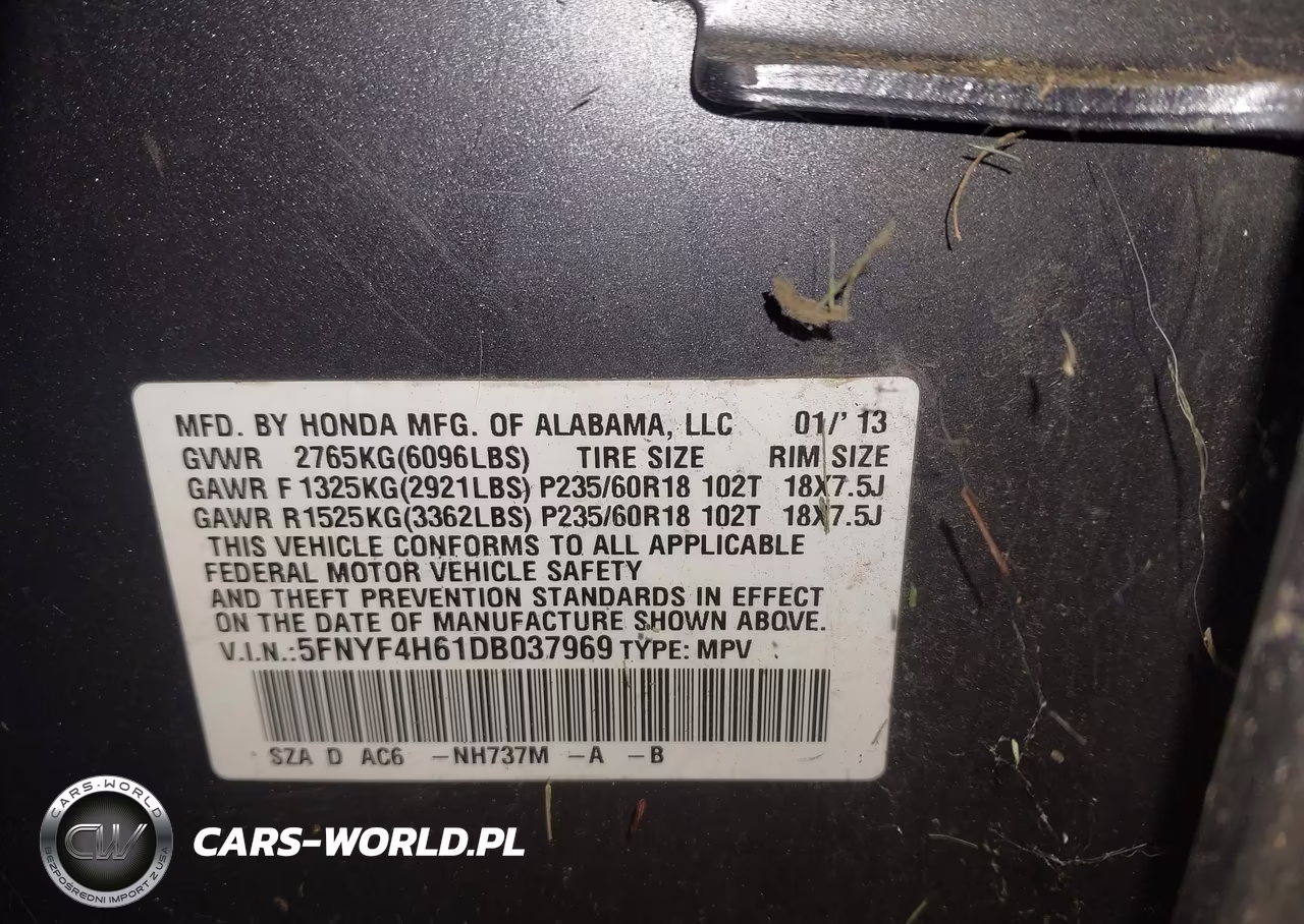 2013 Honda Pilot Ex-L VIN:5FNYF4H61DB037969 - 9