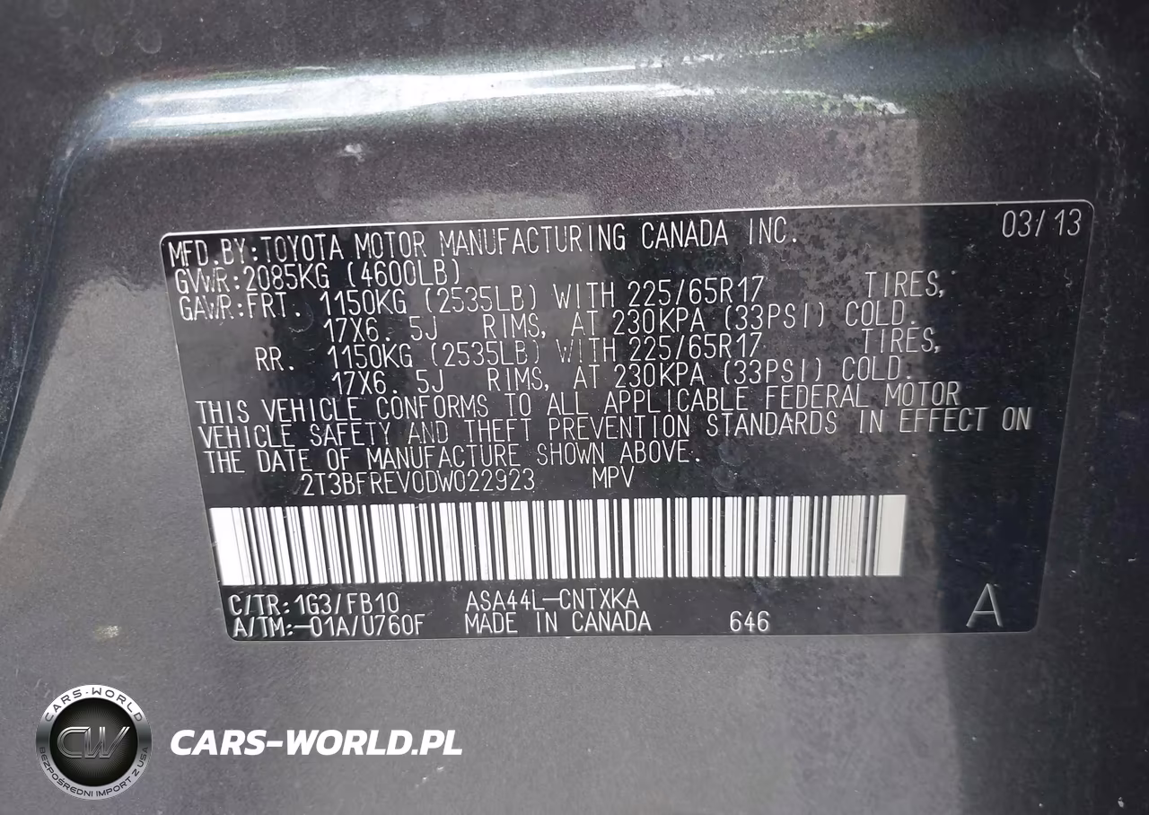 2013 Toyota Rav4 Le VIN:2T3BFREV0DW022923 - 9
