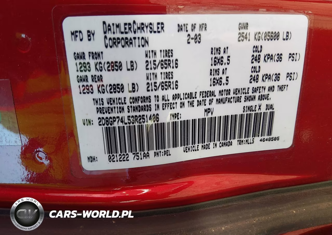 2003 Dodge Grand Caravan Ex VIN:2D8GP74L53R251406 - 9