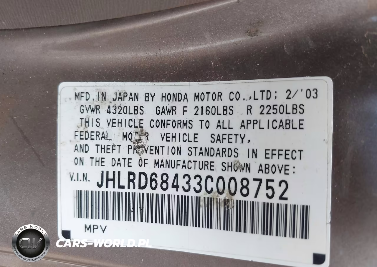 2003 Honda Cr-V Lx VIN:JHLRD68433C008752 - 9
