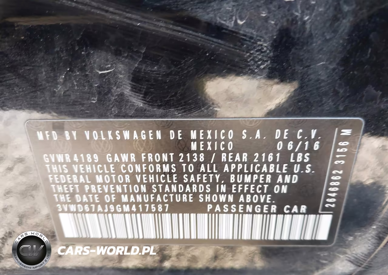 2016 Volkswagen Jetta 1.4T Se VIN:3VWD67AJ9GM417587 - 9