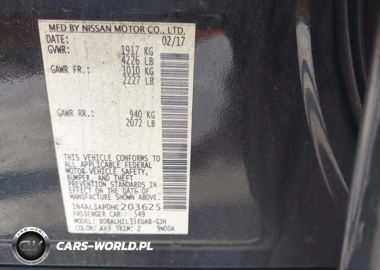 2017 Nissan Altima 2.5 Sr VIN:1N4AL3AP0HC203625 - 9
