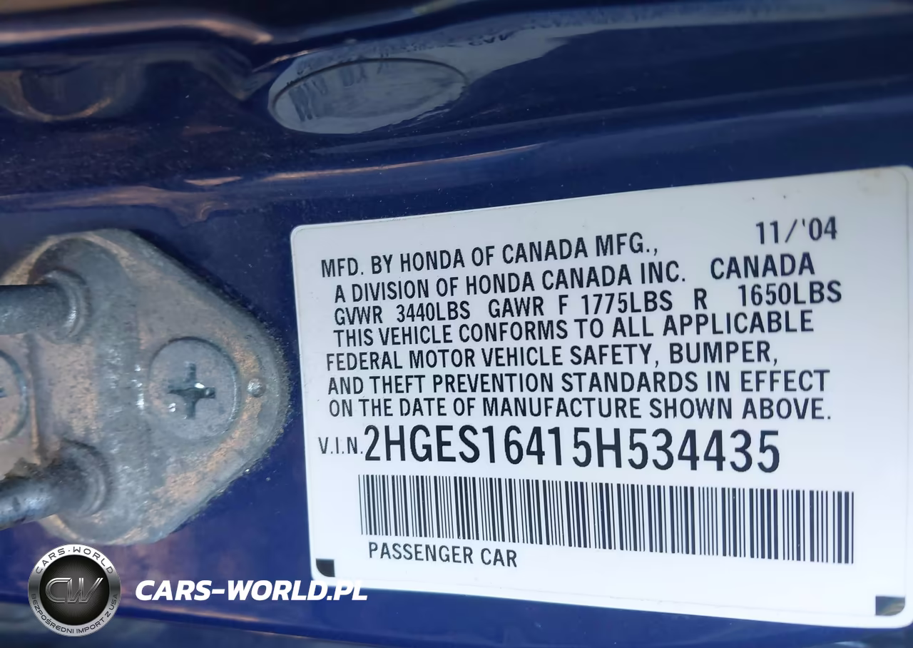 2005 Honda Civic Vp VIN:2HGES16415H534435 - 9
