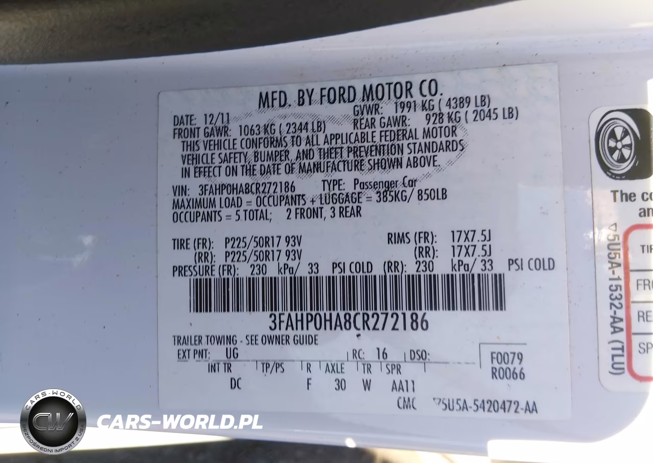 2012 Ford Fusion Se VIN:3FAHP0HA8CR272186 - 9