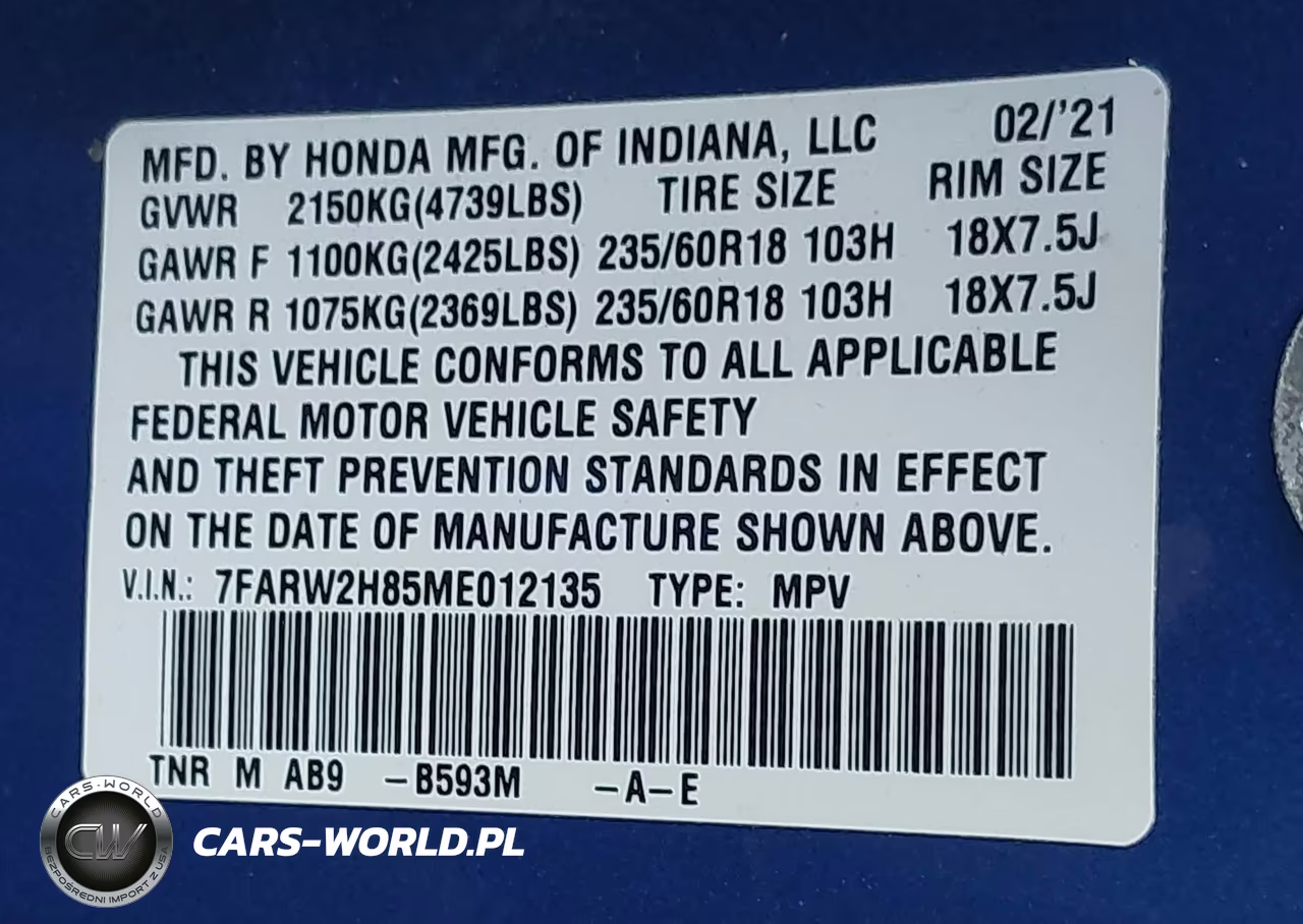 2021 Honda Cr-V Awd Ex-L VIN:7FARW2H85ME012135 - 9