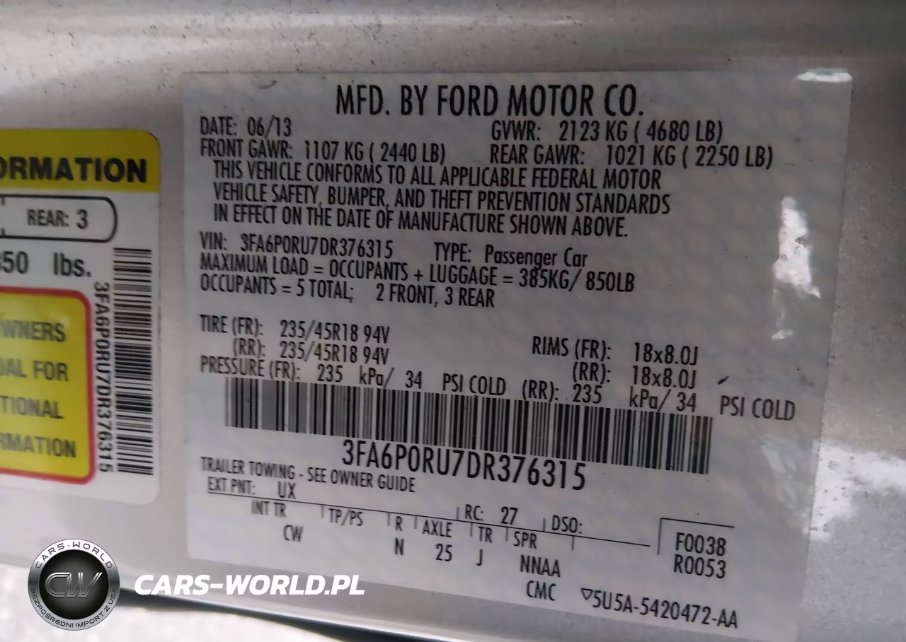 2013 Ford Fusion Hybrid Titanium VIN:3FA6P0RU7DR376315 - 9