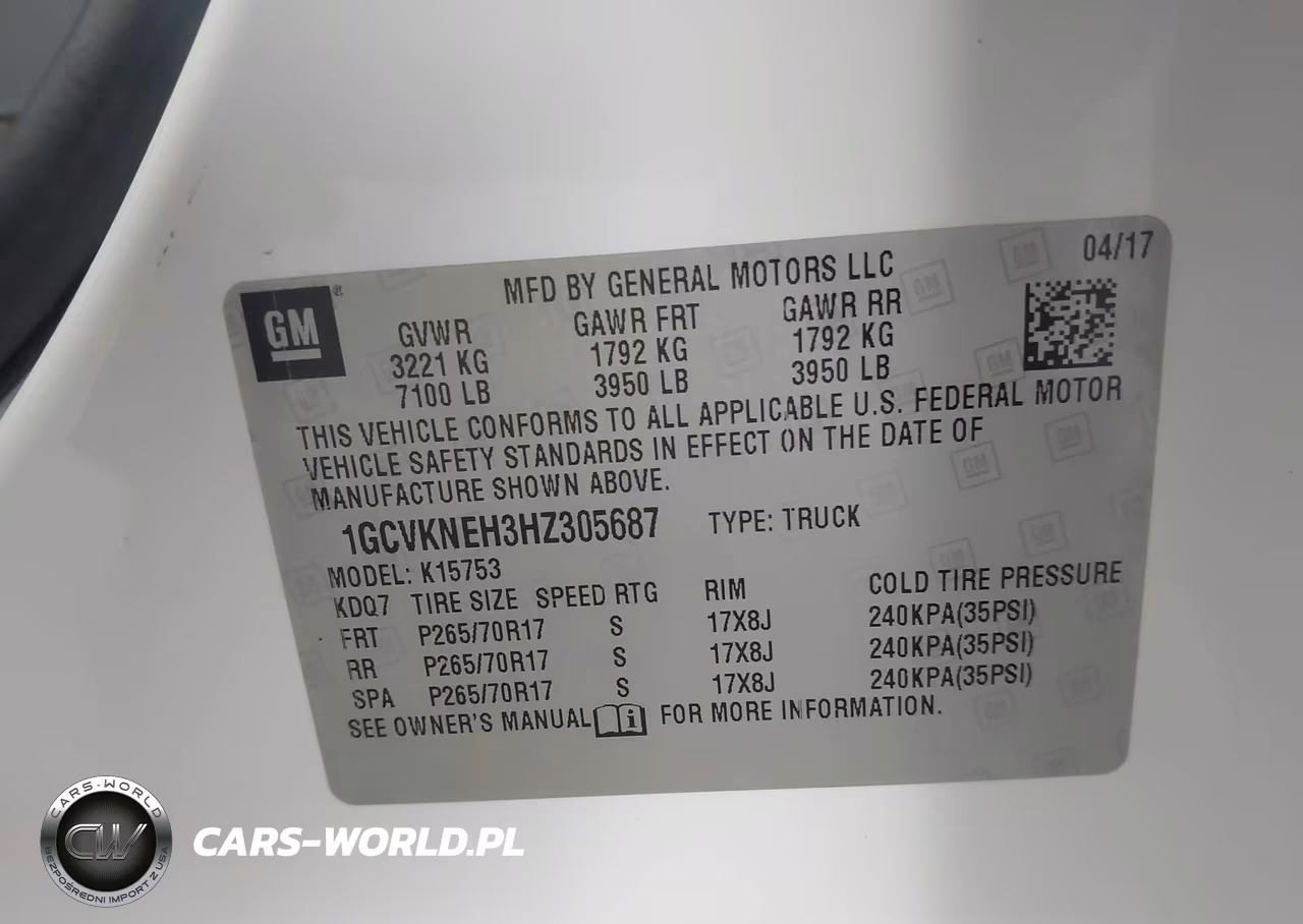 2017 Chevrolet Silverado 1500 Wt VIN:1GCVKNEH3HZ305687 - 9
