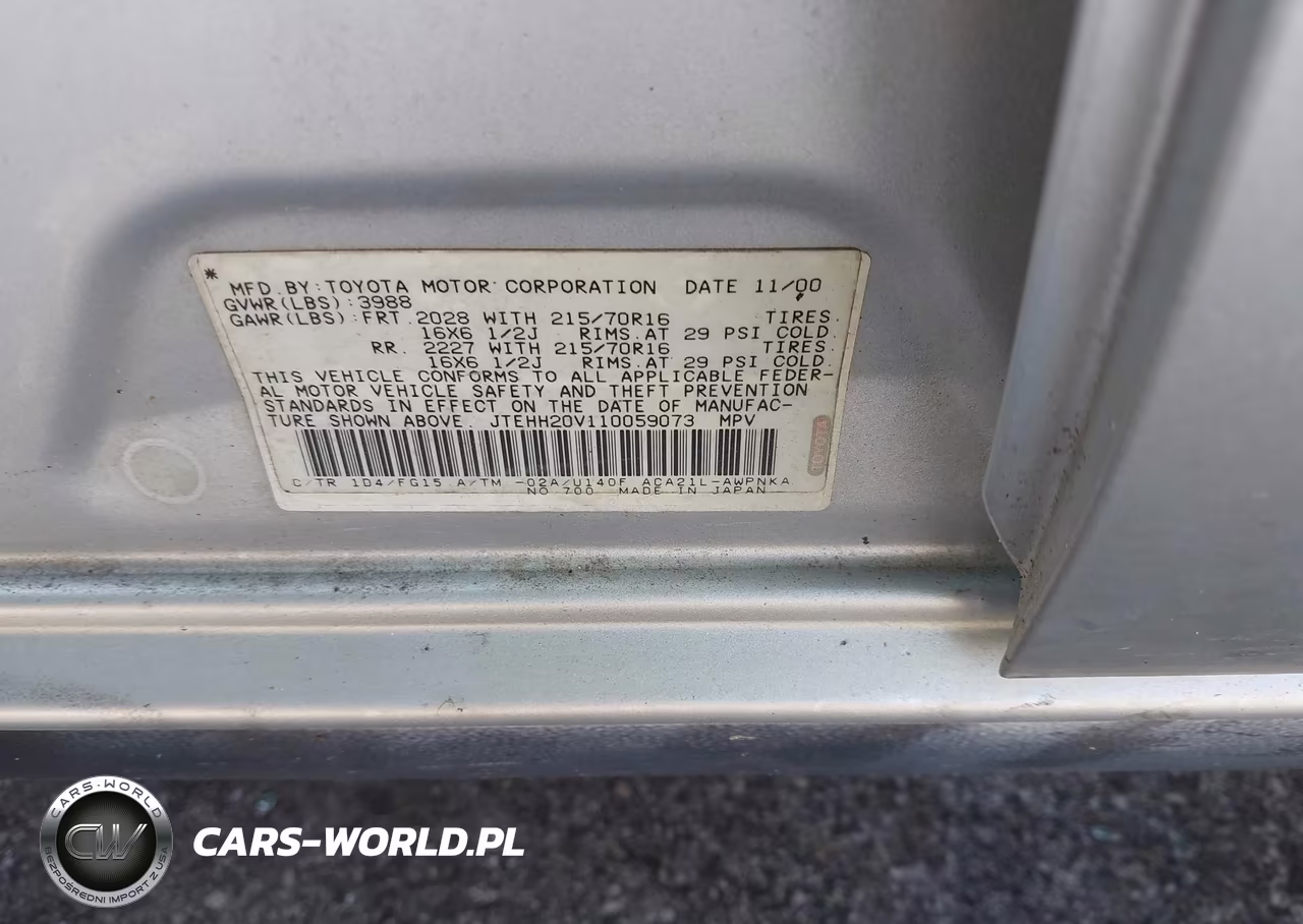 2001 Toyota Rav4 VIN:JTEHH20V110059073 - 9