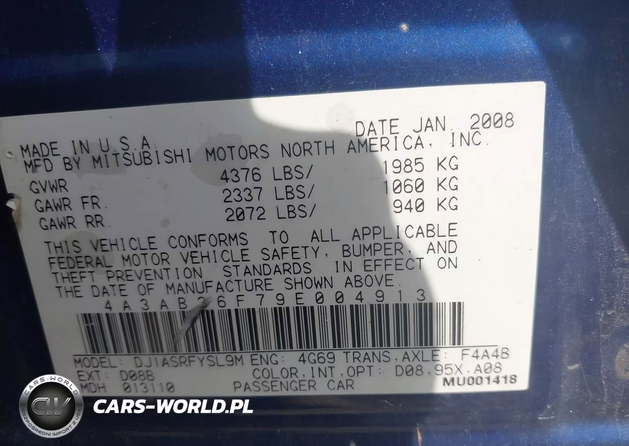 2009 Mitsubishi Galant Es-Sport Edition VIN:4A3AB36F79E004913 - 9
