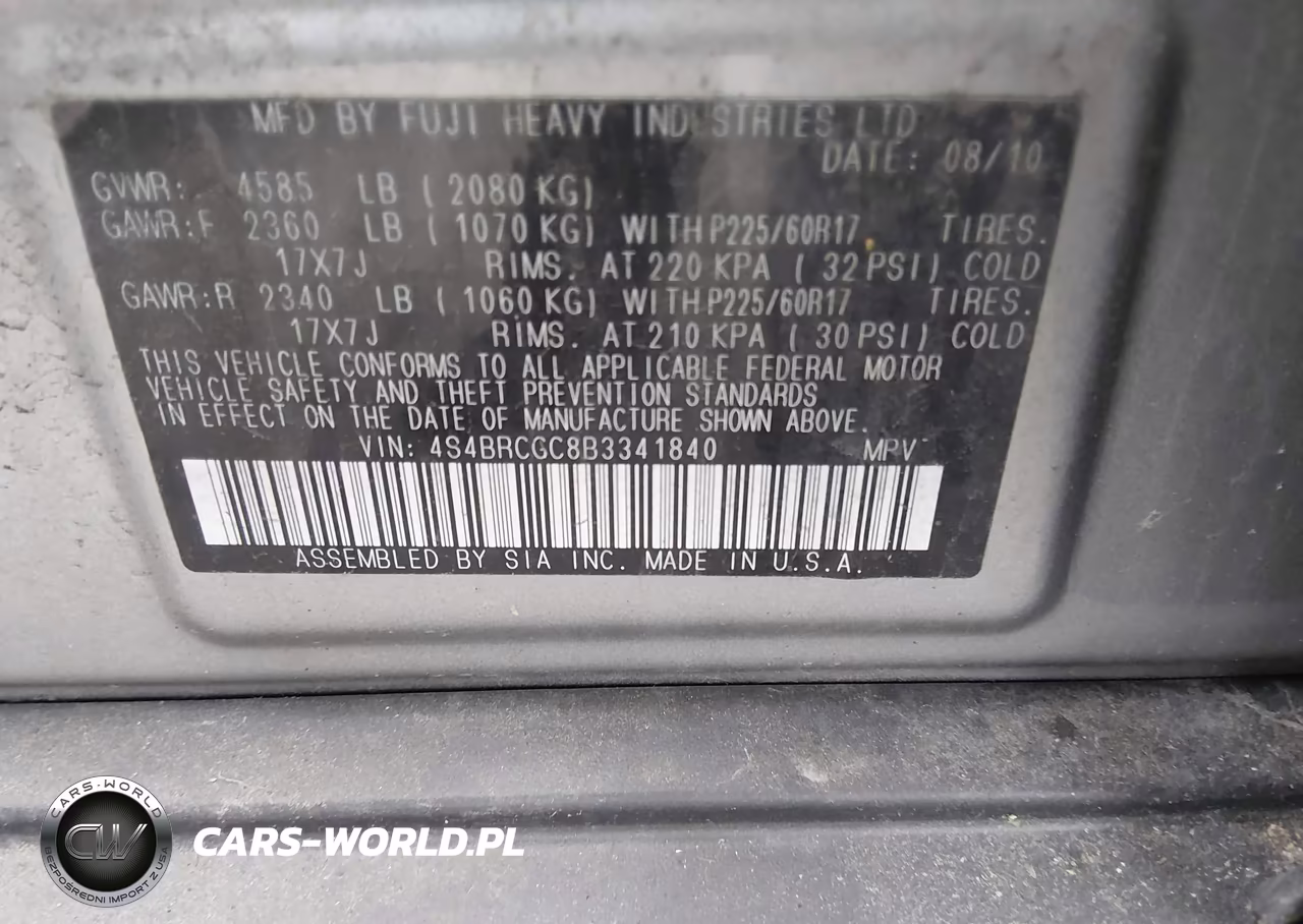 2011 Subaru Outback 2.5I Premium VIN:4S4BRCGC8B3341840 - 9