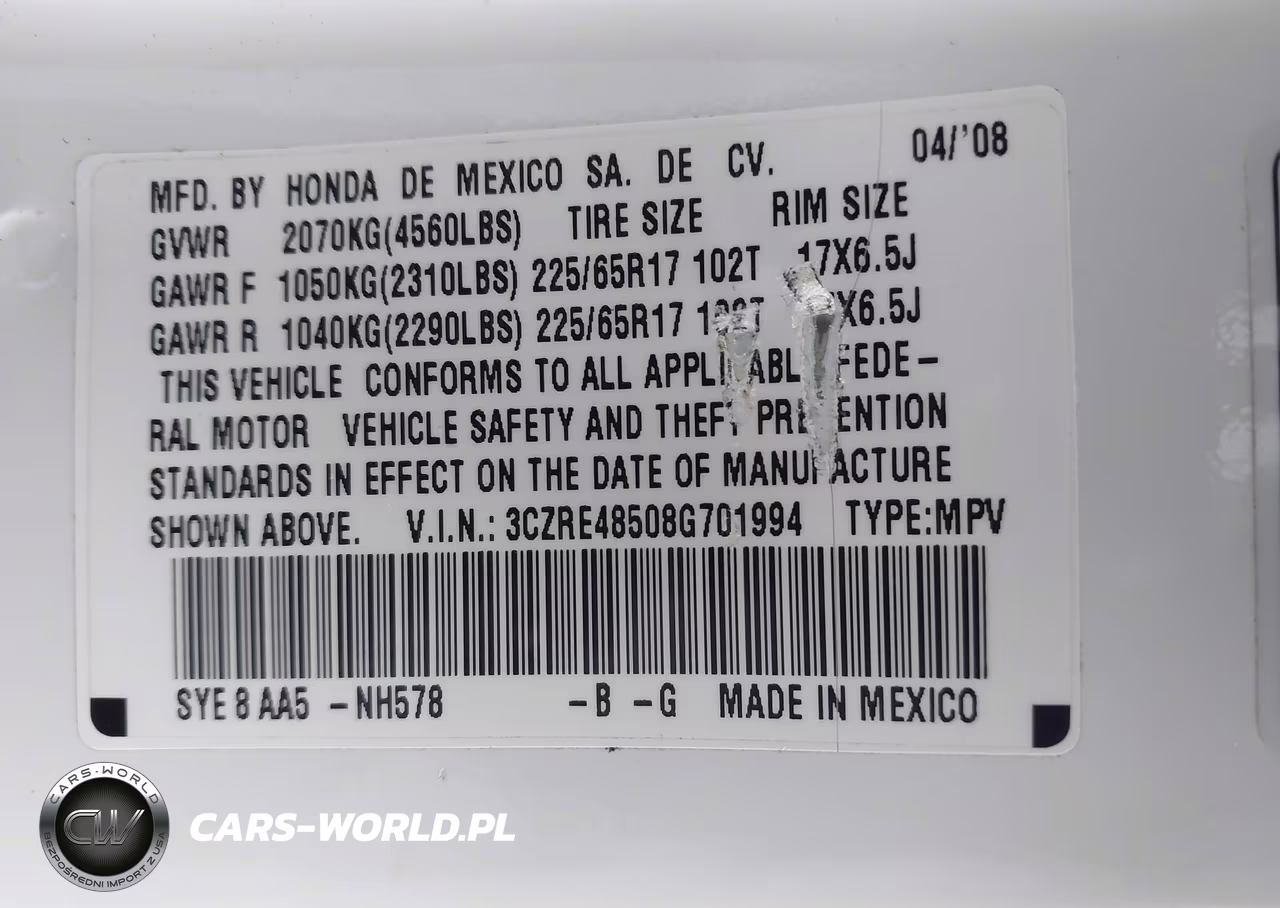 2008 Honda Cr-V Ex VIN:3CZRE48508G701994 - 9