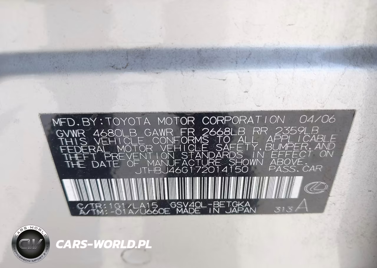 2007 Lexus Es 350 VIN:JTHBJ46G172014150 - 9