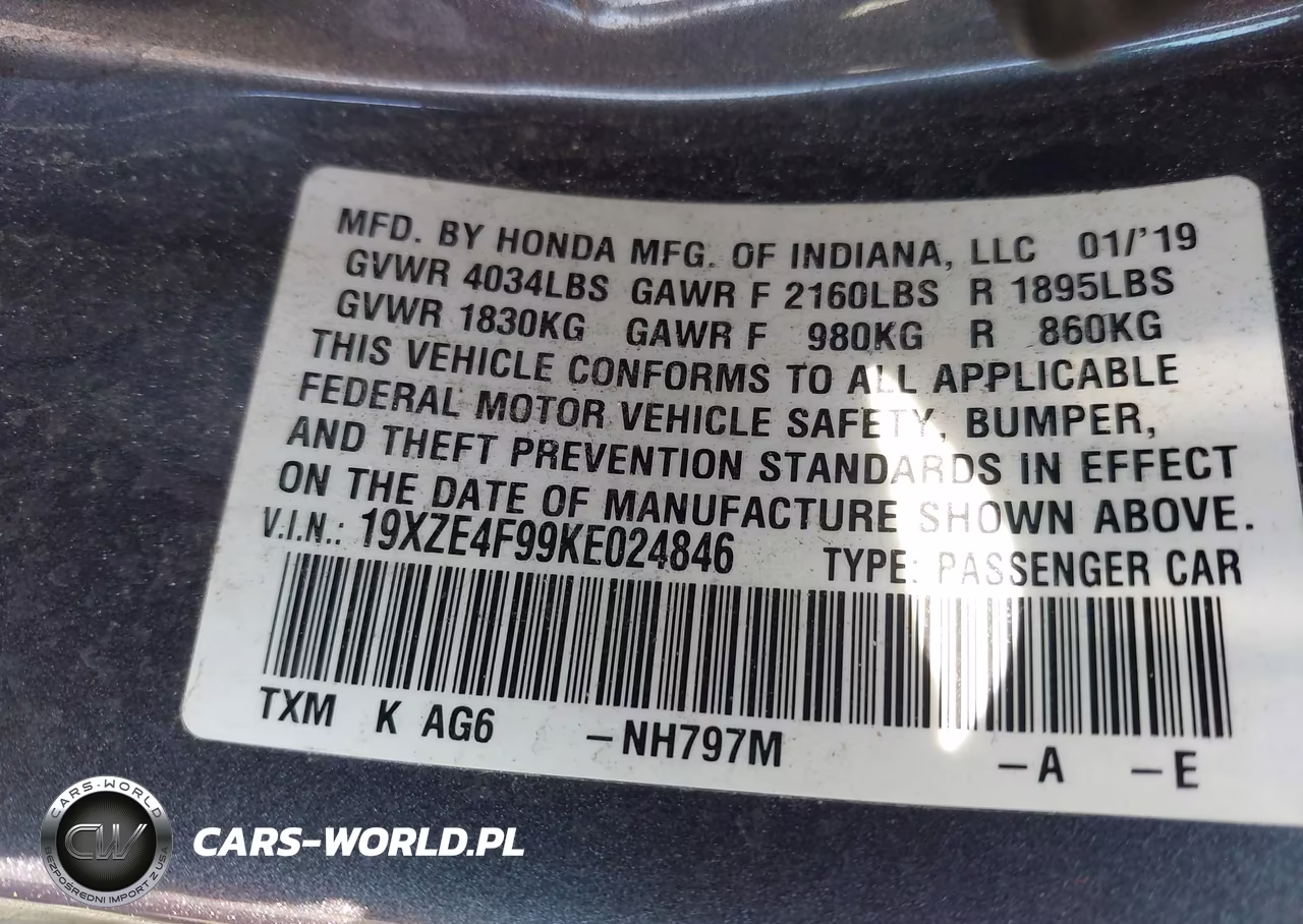 2019 Honda Insight Touring VIN:19XZE4F99KE024846 - 9