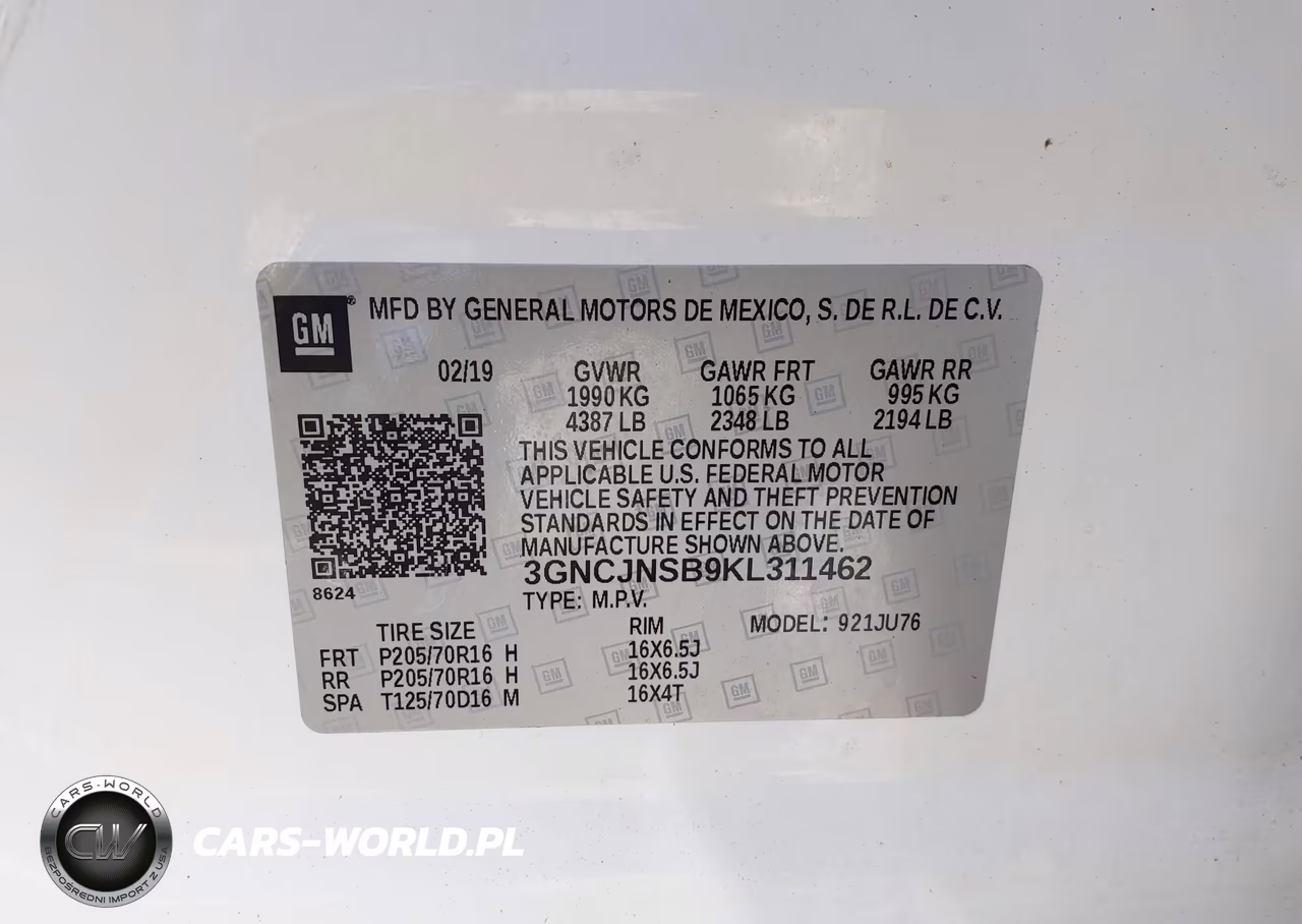 2019 Chevrolet Trax Ls VIN:3GNCJNSB9KL311462 - 9