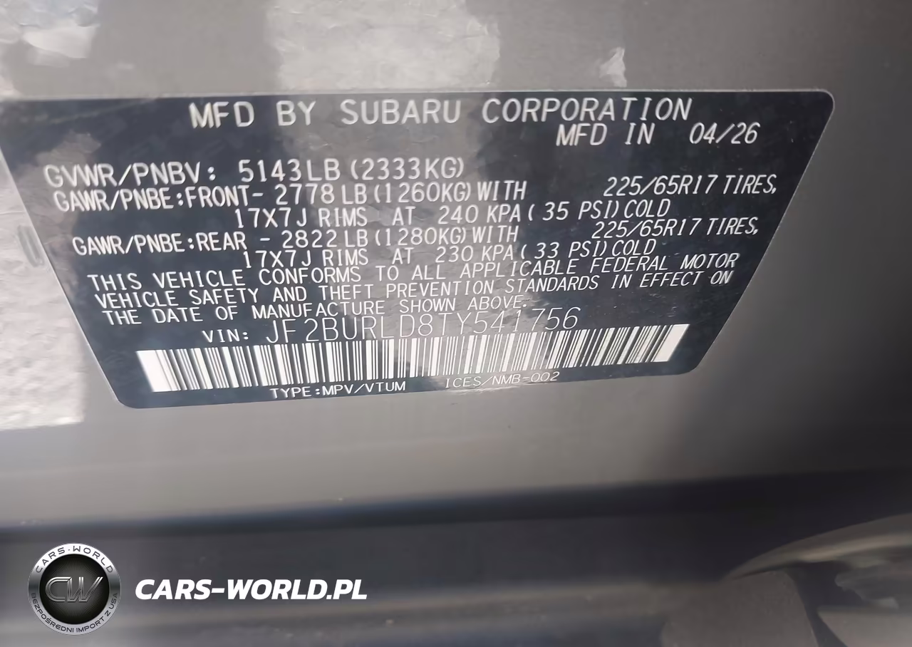 2026 Subaru Outback Wilderness VIN:JF2BURLD8TY541756 - 9