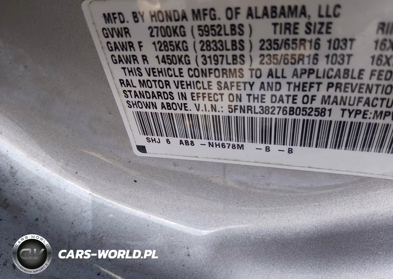 2006 Honda Odyssey Lx VIN:5FNRL38276B052581 - 9