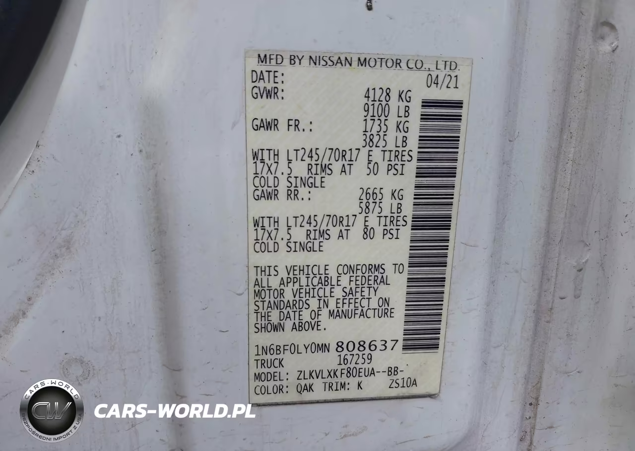 2021 Nissan Nv Cargo Nv2500 Hd Sv High Roof V6 VIN:1N6BF0LY0MN808637 - 9