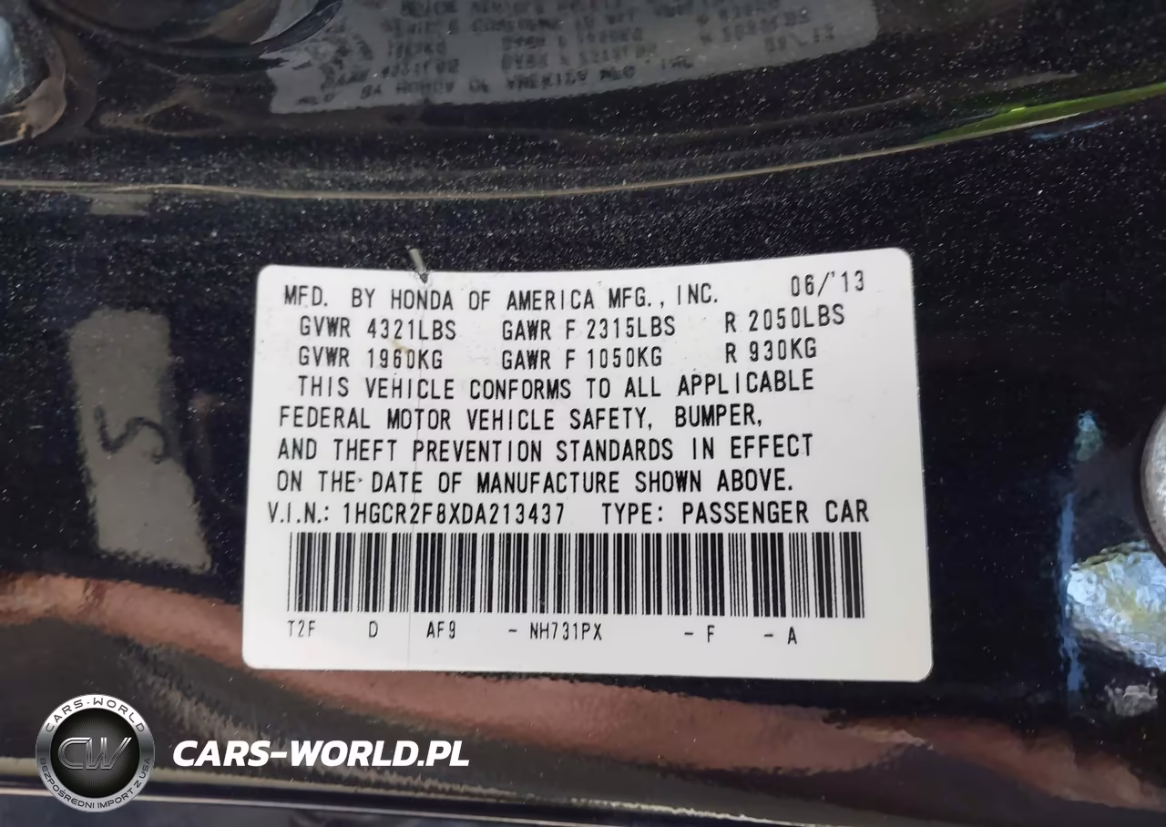 2013 Honda Accord Ex-L VIN:1HGCR2F8XDA213437 - 9