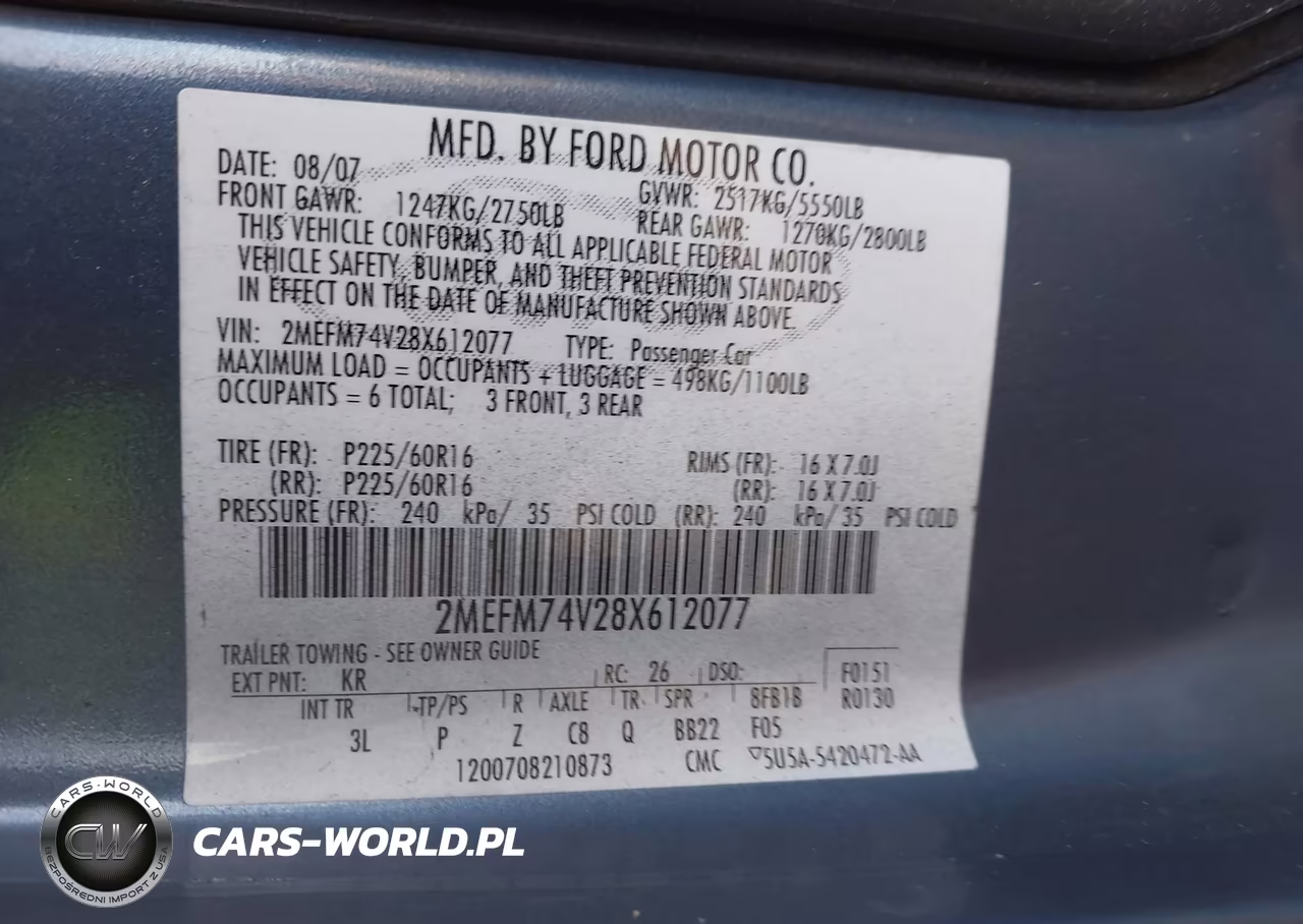 2008 Mercury Grand Marquis Gs VIN:2MEFM74V28X612077 - 9