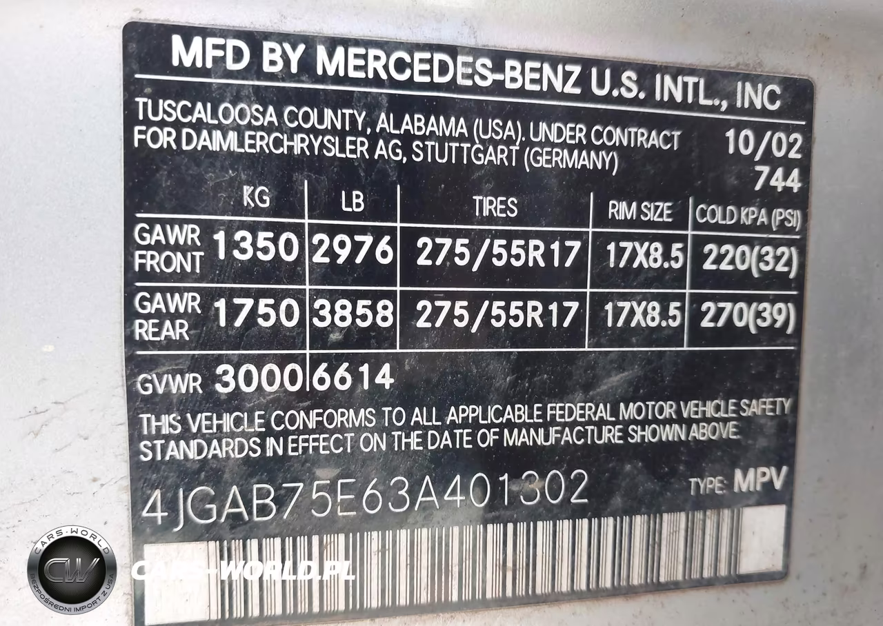 2003 Mercedes-Benz Ml 500 VIN:4JGAB75E63A401302 - 9
