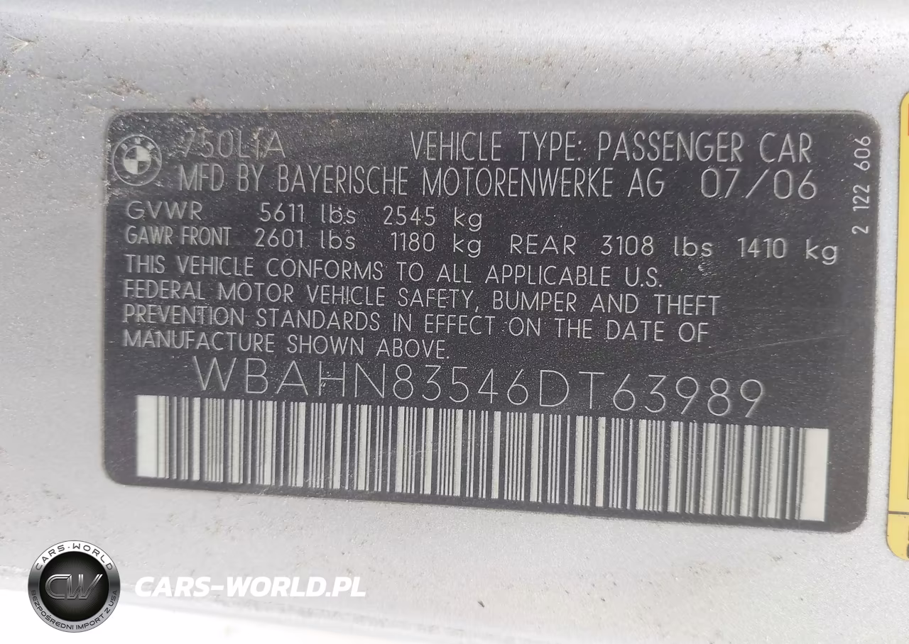 2006 BMW 750Li VIN:WBAHN83546DT63989 - 9