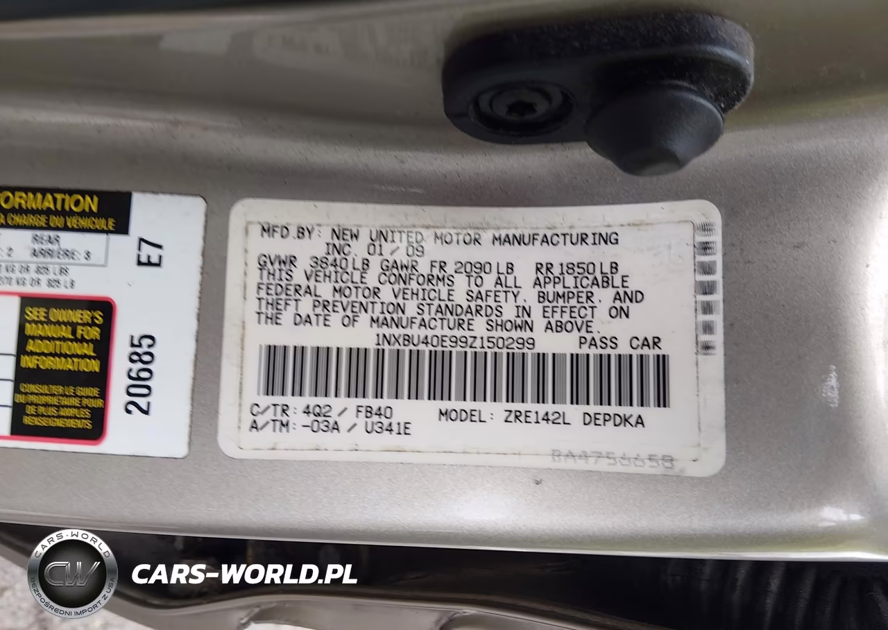 2009 Toyota Corolla Le VIN:1NXBU40E99Z150299 - 9