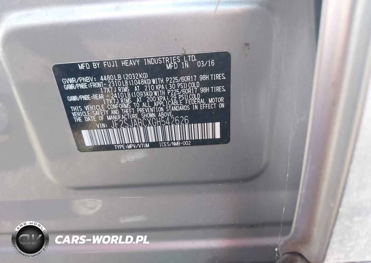 2016 Subaru Forester 2.5I VIN:JF2SJABCXGH542626 - 9