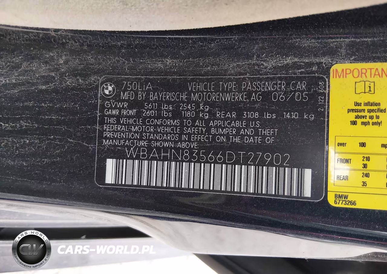 2006 BMW 750Li VIN:WBAHN83566DT27902 - 9