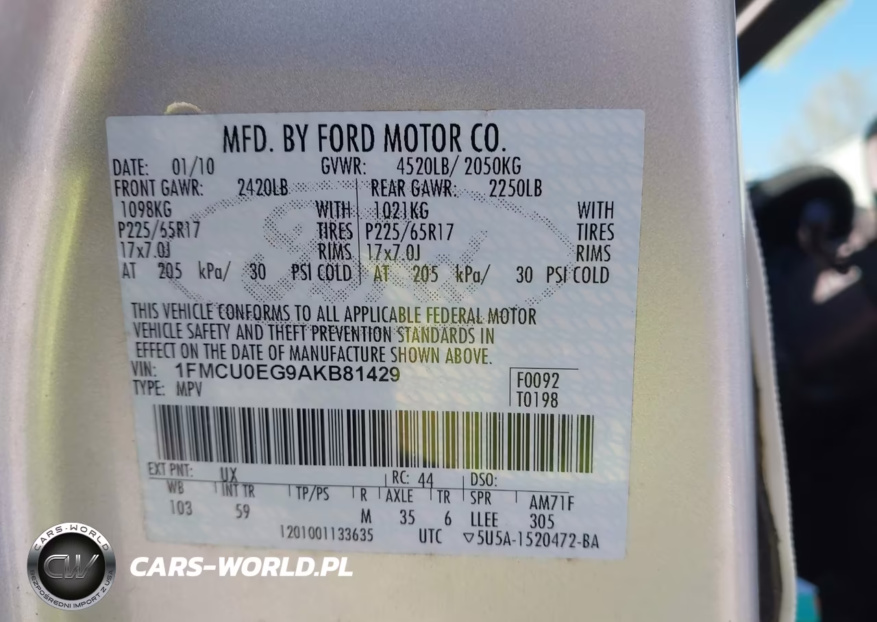 2010 Ford Escape Limited VIN:1FMCU0EG9AKB81429 - 9
