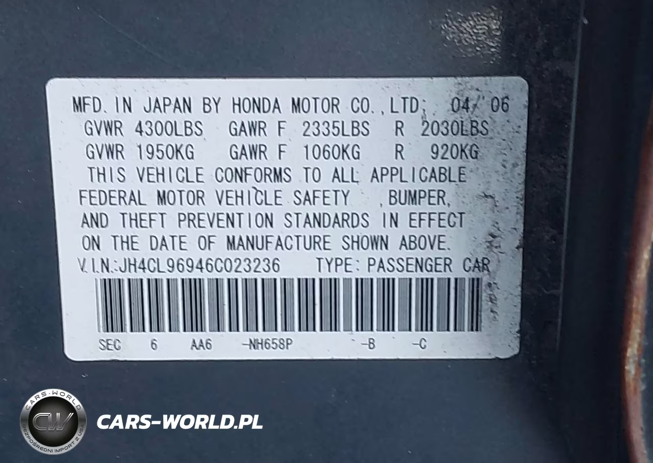 2006 Acura Tsx VIN:JH4CL96946C023236 - 9