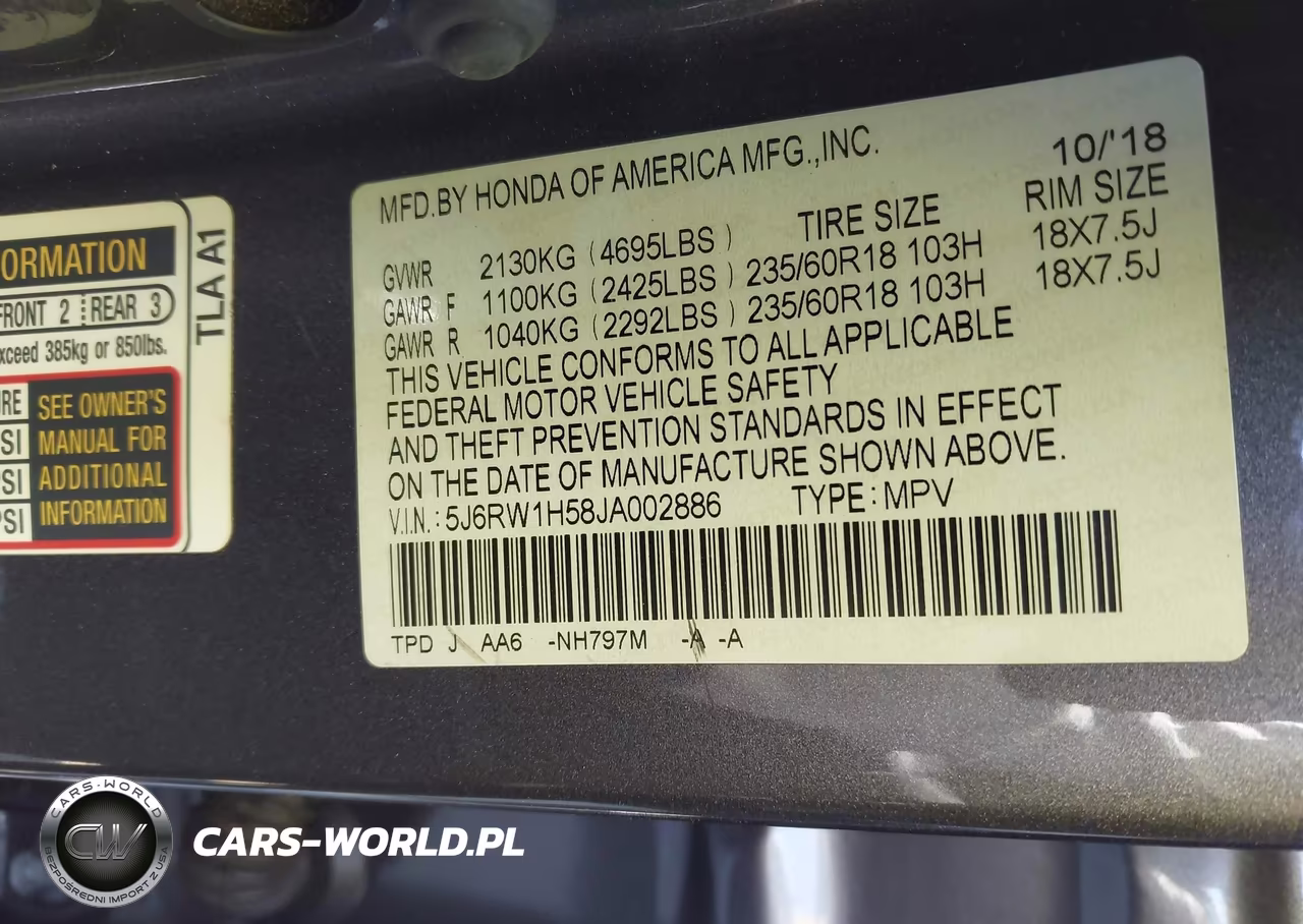 2018 Honda Cr-V Ex VIN:5J6RW1H58JA002886 - 9