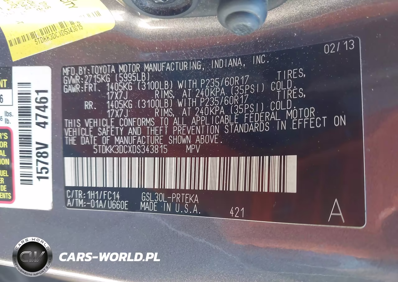 2013 Toyota Sienna Le V6 8 Passenger VIN:5TDKK3DCXDS343815 - 9