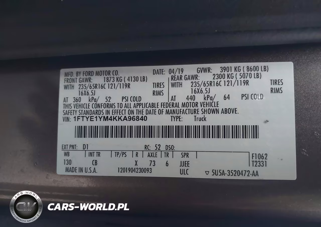 2019 Ford Transit-150 VIN:1FTYE1YM4KKA96840 - 9