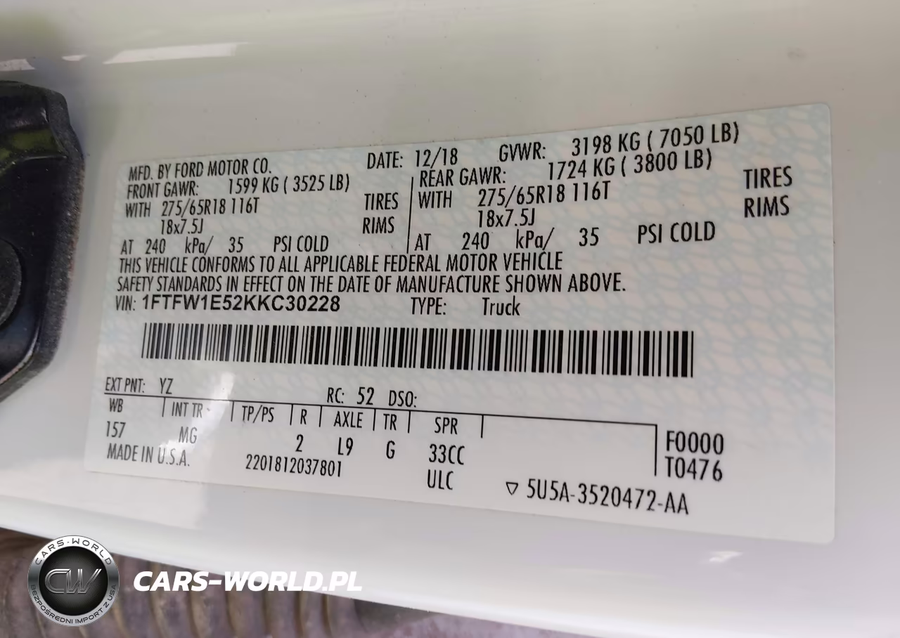 2019 Ford F-150 Xlt VIN:1FTFW1E52KKC30228 - 9