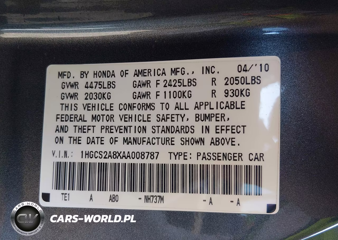 2010 Honda Accord 3.5 Ex-L VIN:1HGCS2A8XAA008787 - 9