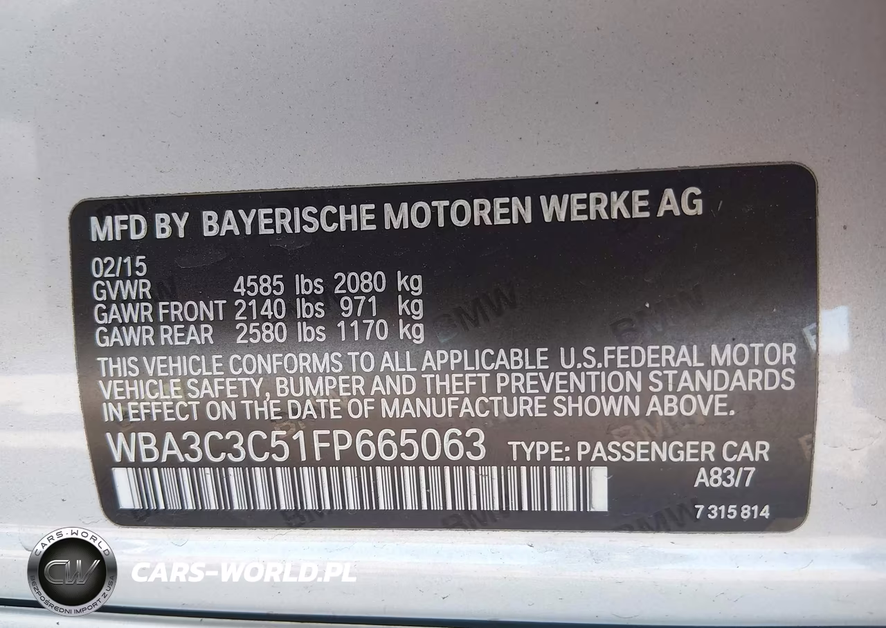 2015 BMW 320I xDrive VIN:WBA3C3C51FP665063 - 9