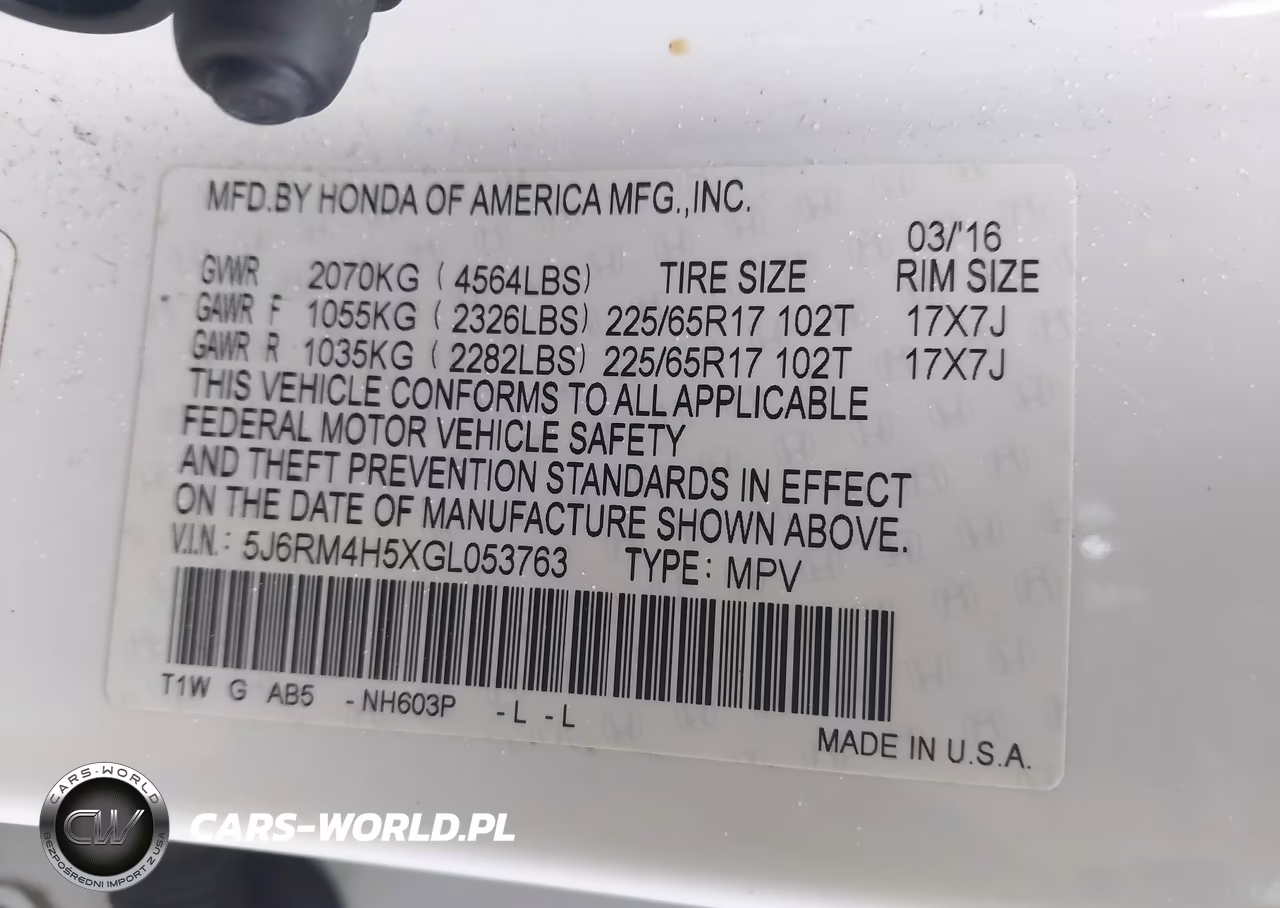 2016 Honda Cr-V Ex VIN:5J6RM4H5XGL053763 - 9