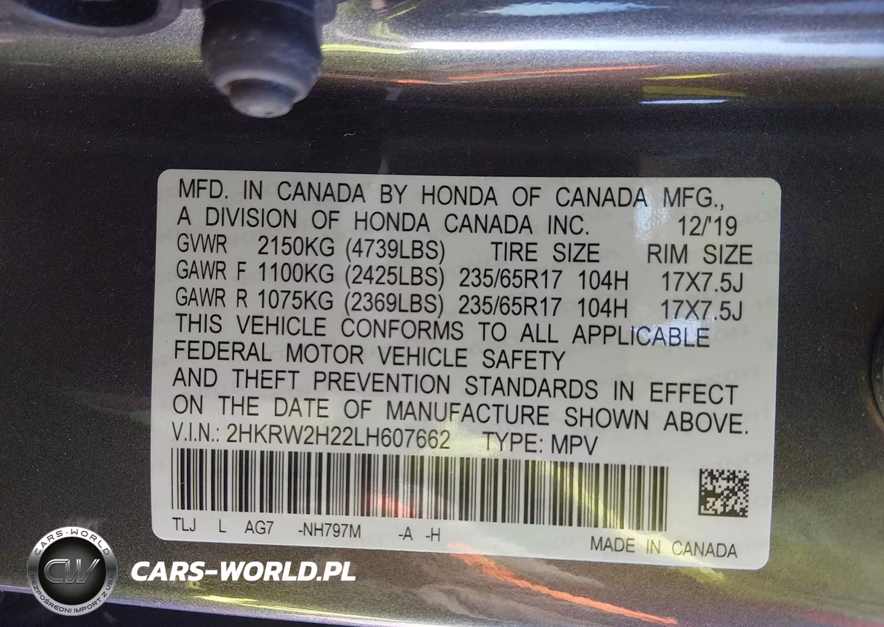 2020 Honda Cr-V Awd Lx VIN:2HKRW2H22LH607662 - 9