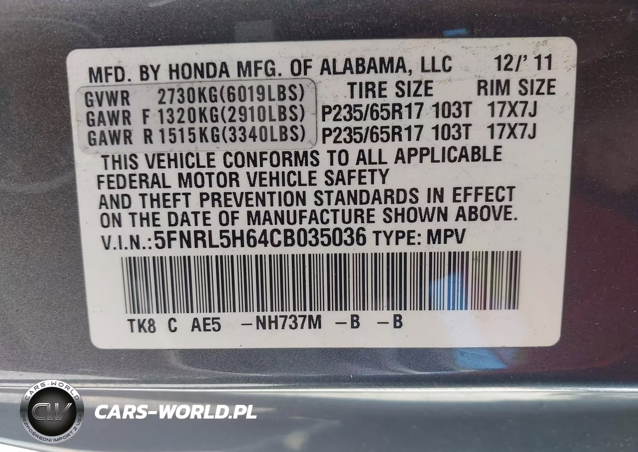 2012 Honda Odyssey Ex-L VIN:5FNRL5H64CB035036 - 9