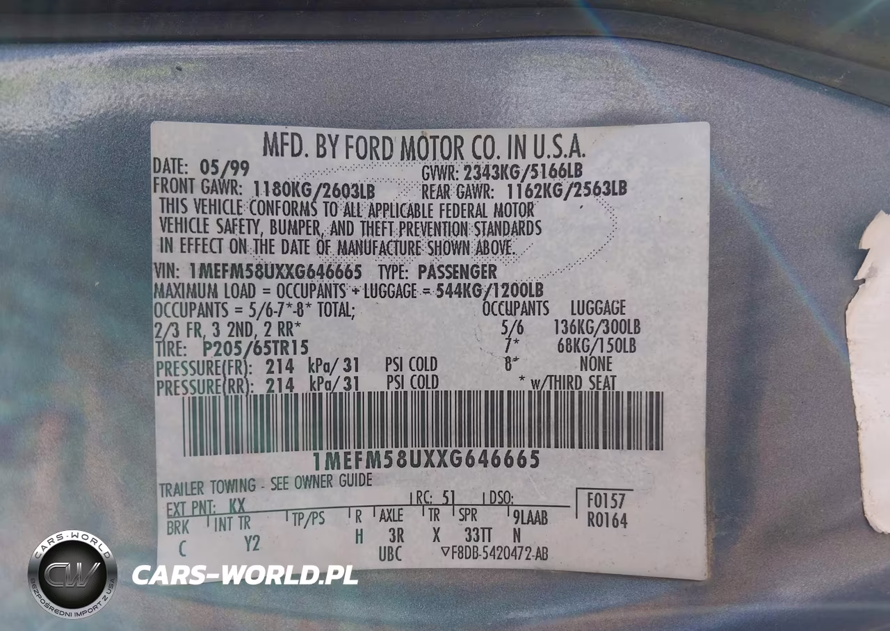 1999 Mercury Sable Ls VIN:1MEFM58UXXG646665 - 9