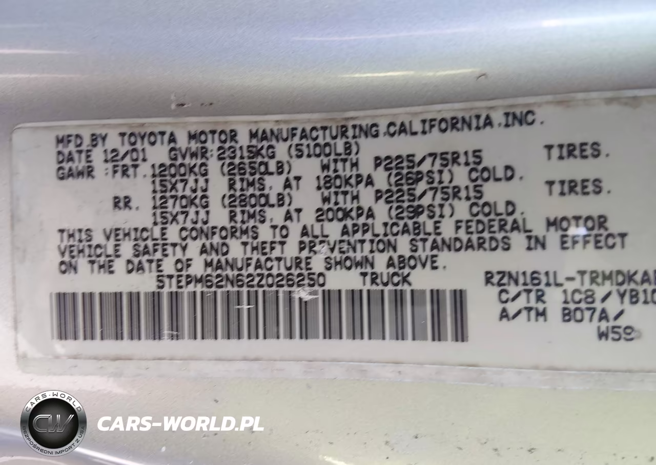 2002 Toyota Tacoma VIN:5TEPM62N62Z026250 - 9