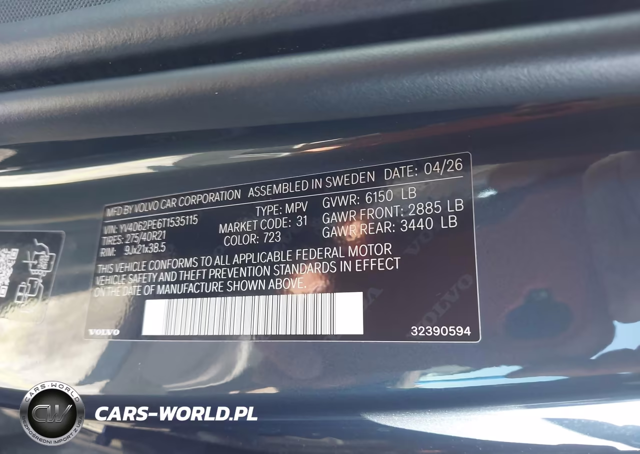 2026 Volvo Xc90 Plus, B6 Awd Gas (Mild Hybrid), Gasoline, Bright, 7 Seats VIN:YV4062PE6T1535115 - 9