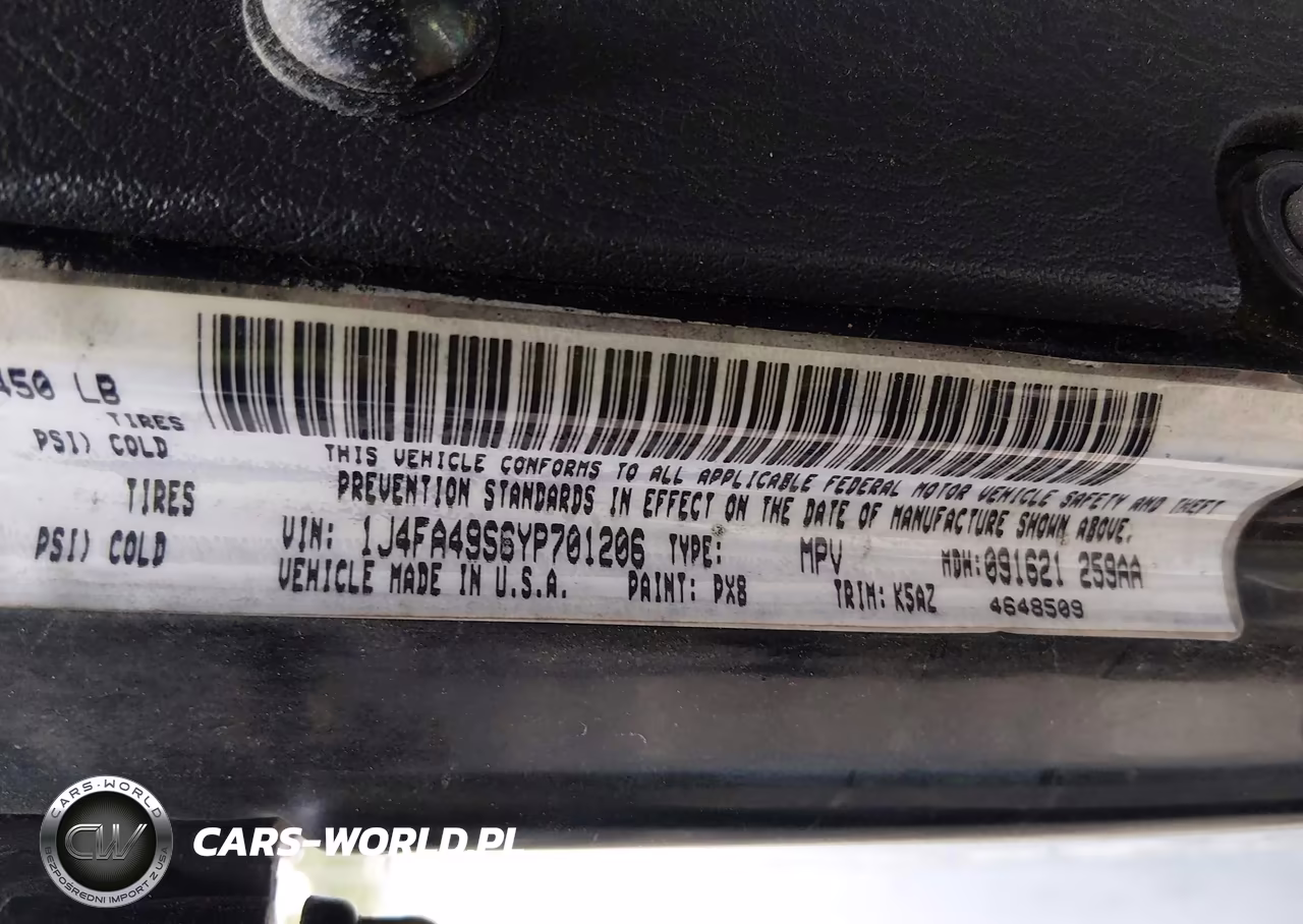 2000 Jeep Wrangler Sport VIN:1J4FA49S6YP701206 - 9