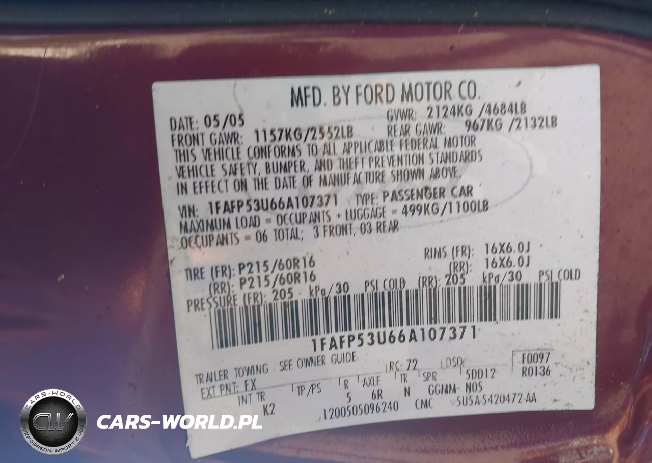 2006 Ford Taurus Se VIN:1FAFP53U66A107371 - 9